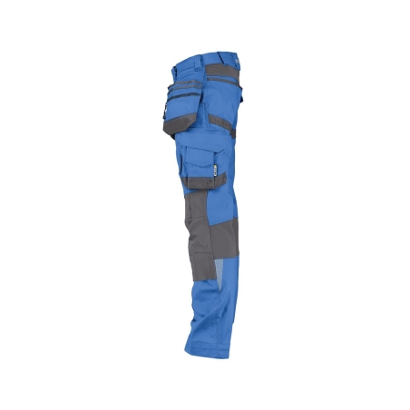 Pantalon de travail stretch multipoches entrejambe long Bleu azur/gris anthracite coupe courte – Dassy Flux