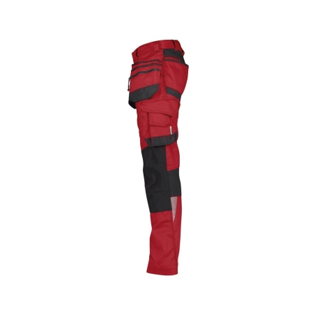 Pantalon de travail stretch multipoches entrejambe long Rouge/noir coupe courte – Dassy Flux