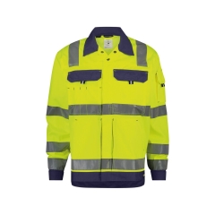 Veste haute visibilité classe 3 polycoton multipoches Jaune fluo/marine – Dassy Dusseldorf