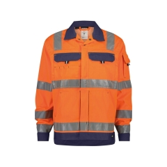 Veste haute visibilité classe 3 polycoton multipoches Orange fluo/marine – Dassy Dusseldorf
