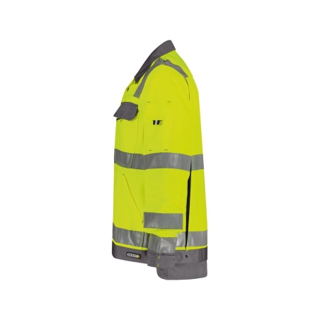 Veste haute visibilité classe 3 polyester coton multipoches Jaune fluo/gris ciment – Dassy Dusseldorf