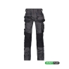 Pantalon de travail stretch multipoches entrejambe long Gris anthracite/noir – Dassy Flux