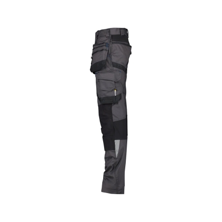 Pantalon de travail stretch multipoches entrejambe long Gris anthracite/noir – Dassy Flux