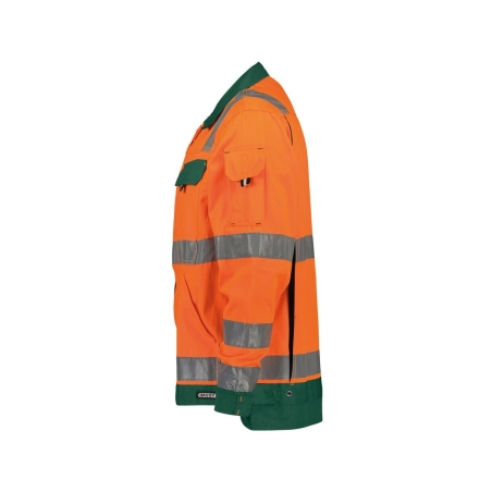 Veste haute visibilité classe 3 polyester coton multipoches Orange fluo/vert – Dassy Dusseldorf