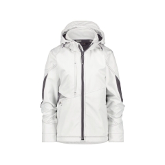 Veste softshell femme triple couche stretch avec capuche amovible Blanc/gris anthracite – Dassy Gravity Women