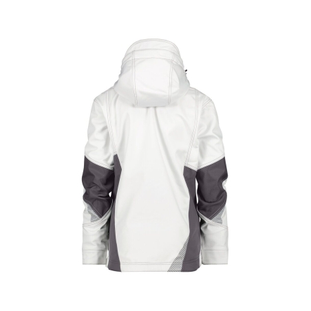 Veste softshell femme triple couche stretch avec capuche amovible Blanc/gris anthracite – Dassy Gravity Women