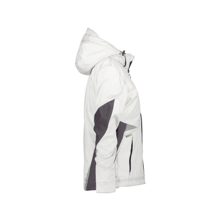 Veste softshell femme triple couche stretch avec capuche amovible Blanc/gris anthracite – Dassy Gravity Women
