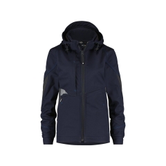 Veste softshell femme triple couche stretch avec capuche amovible Bleu nuit/gris anthracite – Dassy Gravity Women