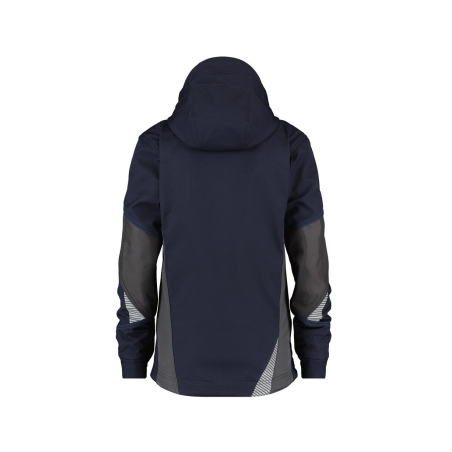 Veste softshell femme triple couche stretch avec capuche amovible Bleu nuit/gris anthracite – Dassy Gravity Women