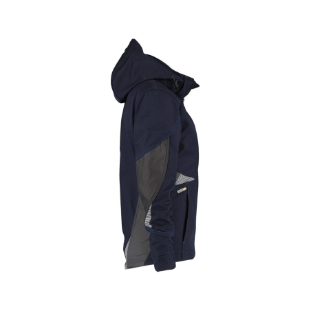 Veste softshell femme triple couche stretch avec capuche amovible Bleu nuit/gris anthracite – Dassy Gravity Women