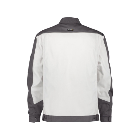 Veste de travail bicolore polyester-coton bandes réfléchissantes Blanc/gris ciment – Dassy Lugano
