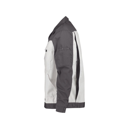 Veste de travail bicolore polyester-coton bandes réfléchissantes Blanc/gris ciment – Dassy Lugano