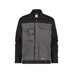 Veste de travail bicolore polyester-coton bandes réfléchissantes Gris ciment/noir – Dassy Lugano