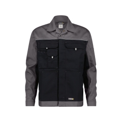 Veste de travail bicolore polyester-coton bandes réfléchissantes Noir/gris ciment – Dassy Lugano