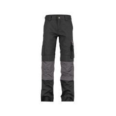 Pantalon de travail bicolore poches genoux femme 245 g/m² Noir/gris ciment – Dassy Boston Women