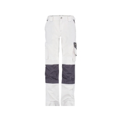 Pantalon de travail bicolore poches genoux femme 245 g/m² Blanc/gris ciment – Dassy Boston Women