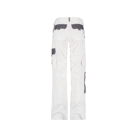 Pantalon de travail bicolore poches genoux femme 245 g/m² Blanc/gris ciment – Dassy Boston Women