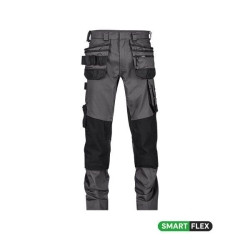 Pantalon de travail multipoches 4-way stretch genouillères Gris/noir coupe longue – Dassy Flux Next