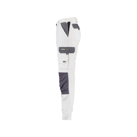Pantalon de travail bicolore poches genoux femme 245 g/m² Blanc/gris ciment – Dassy Boston Women