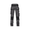 Pantalon de travail multipoches 4-way stretch genouillères Gris/noir coupe longue – Dassy Flux Next