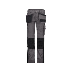 Pantalon de travail femme multi-poches bicolore avec poches genoux Gris ciment/noir – Dassy Seattle Women