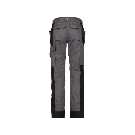 Pantalon de travail femme multi-poches bicolore avec poches genoux Gris ciment/noir – Dassy Seattle Women