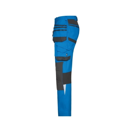 Pantalon de travail multipoches 4-way stretch genouillères Bleu/gris coupe courte – Dassy Flux Next