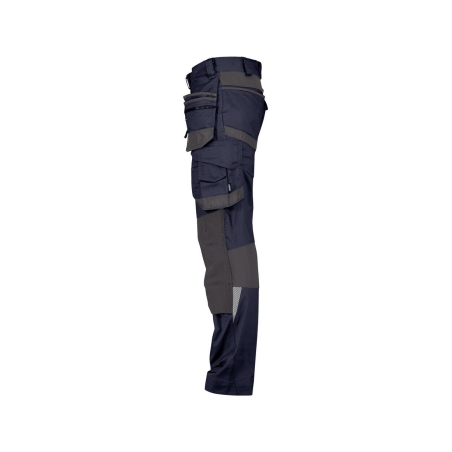 Pantalon de travail multipoches 4-way stretch genouillères Marine/gris coupe courte – Dassy Flux Next