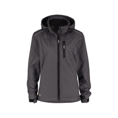 Veste softshell femme triple couche stretch avec capuche amovible Gris ciment – Dassy Tavira Women