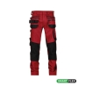 Pantalon de travail multipoches 4-way stretch genouillères Rouge/noir coupe courte – Dassy Flux Next