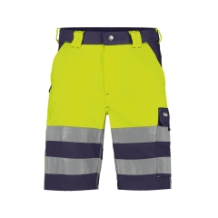 Bermuda de travail haute visibilité bandes réfléchissantes Marine/jaune fluo – Dassy Venna