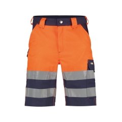 Bermuda de travail haute visibilité bandes réfléchissantes Marine/orange fluo – Dassy Venna