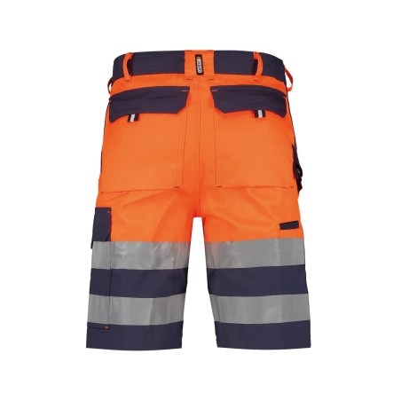 Bermuda de travail haute visibilité bandes réfléchissantes Marine/orange fluo – Dassy Venna
