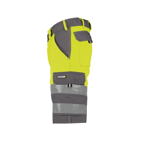 Bermuda de travail haute visibilité bandes réfléchissantes Gris ciment/jaune fluo – Dassy Venna