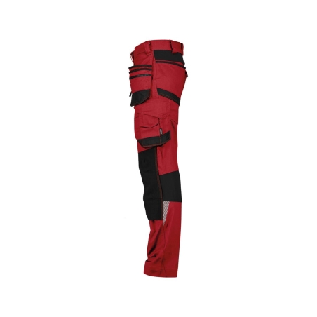 Pantalon de travail multipoches 4-way stretch genouillères Rouge/noir – Dassy Flux Next