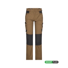 Pantalon de travail stretch 4 voies multipoches adjusted fit Camel/gris coupe longue – Dassy Helix Next