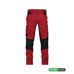 Pantalon de travail stretch 4 voies multipoches adjusted fit Rouge/noir coupe courte – Dassy Helix Next