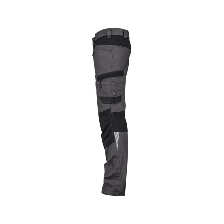 Pantalon de travail stretch 4 voies multipoches adjusted fit Gris/noir coupe longue – Dassy Helix Next