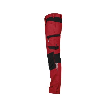 Pantalon de travail stretch 4 voies multipoches adjusted fit Rouge/noir coupe longue – Dassy Helix Next