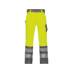 Pantalon haute visibilité multipoches 245 g/m² ISO EN 20471 Classe 2 Jaune fluo/gris ciment coupe longue – Dassy Lancaster