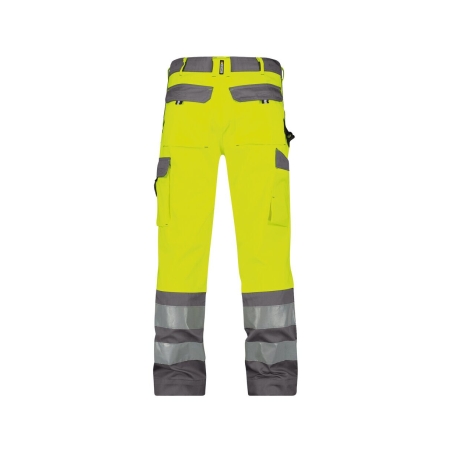 Pantalon haute visibilité multipoches 245 g/m² ISO EN 20471 Classe 2 Jaune fluo/gris ciment coupe courte – Dassy Lancaster