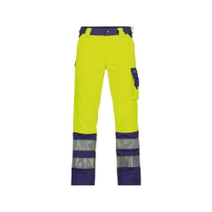 Pantalon haute visibilité multipoches 245 g/m² ISO EN 20471 Classe 2 Jaune fluo/marine coupe longue – Dassy Lancaster