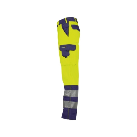 Pantalon haute visibilité multipoches 245 g/m² ISO EN 20471 Classe 2 Jaune fluo/marine coupe longue – Dassy Lancaster