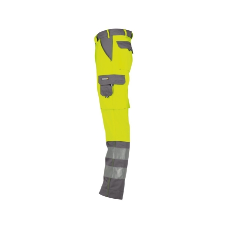 Pantalon haute visibilité multipoches 300 g/m² classe 2 Jaune fluo/gris ciment coupe longue – Dassy Lancaster