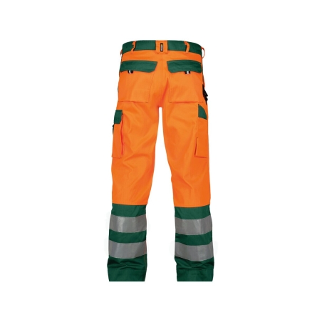 Pantalon haute visibilité multipoches 245 g/m² ISO EN 20471 Classe 2 Orange fluo/vert coupe courte – Dassy Lancaster