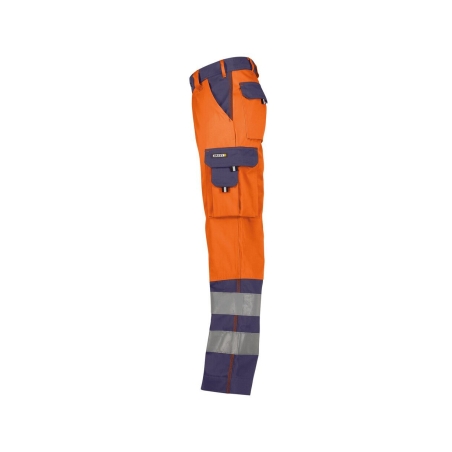 Pantalon haute visibilité multipoches 300 g/m² classe 2 Orange fluo/marine coupe courte – Dassy Lancaster