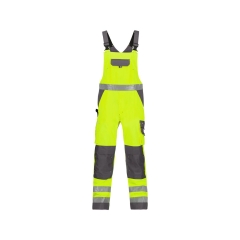 Cotte à bretelles haute visibilité multipoches avec genouillères Jaune fluo/gris ciment coupe longue – Dassy Toulouse