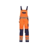 Cotte à bretelles haute visibilité multipoches avec genouillères Orange fluo/marine coupe courte – Dassy Toulouse