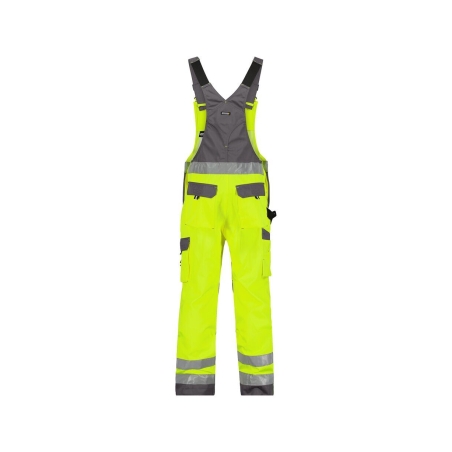Cotte à bretelles haute visibilité multipoches avec genouillères Jaune fluo/gris ciment – Dassy Toulouse