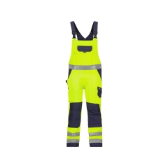 Cotte à bretelles haute visibilité multipoches avec genouillères Jaune fluo/marine coupe courte – Dassy Toulouse